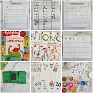 Pre-k Kindergarten school children bundle letter number tracing toddler question